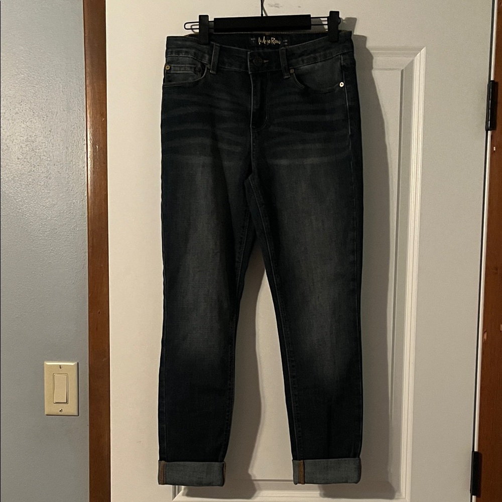 Indigo Rein Dark Blue Ankle Jeans